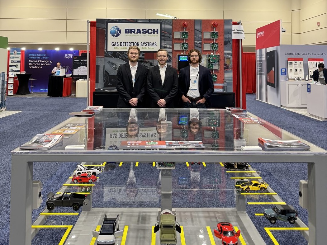 Gas detection showcase table simulating a multi-floor parking garage