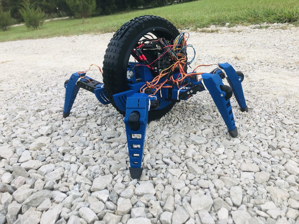 HEMOV hexapod monowheel robot, side view